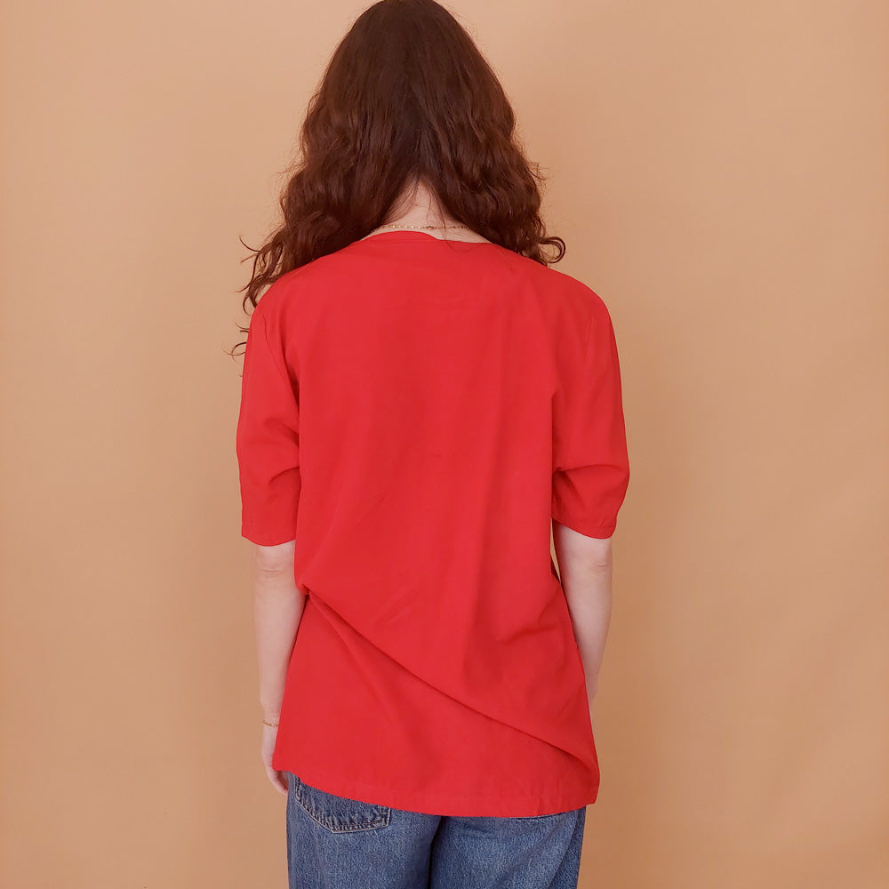 VIN-BLO-34928 Vintage top κόκκινο M