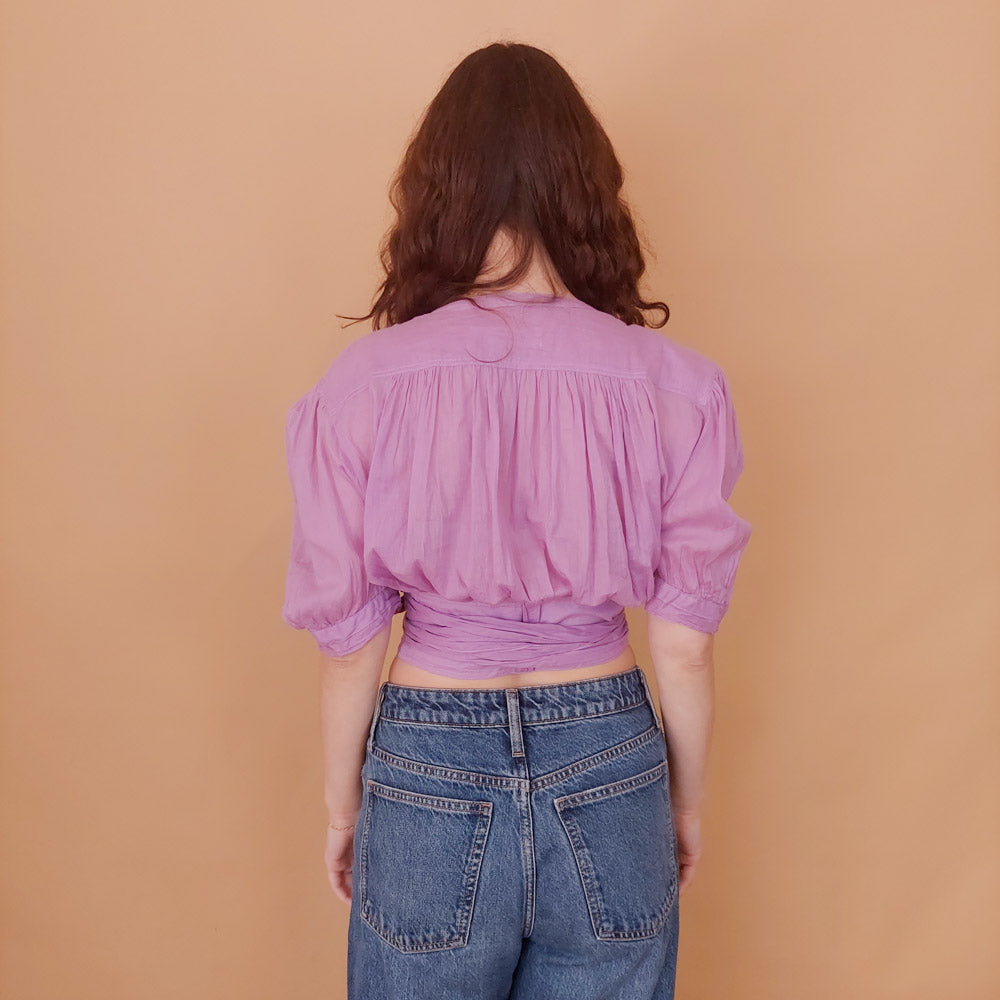 VIN-BLO-34929 Vintage top λιλά S-M