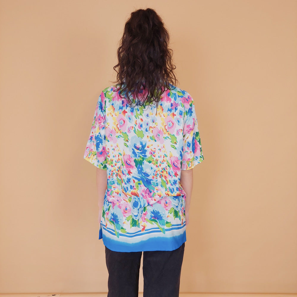 VIN-BLO-30856 Vintage εμπριμέ πουκάμισο L-XL