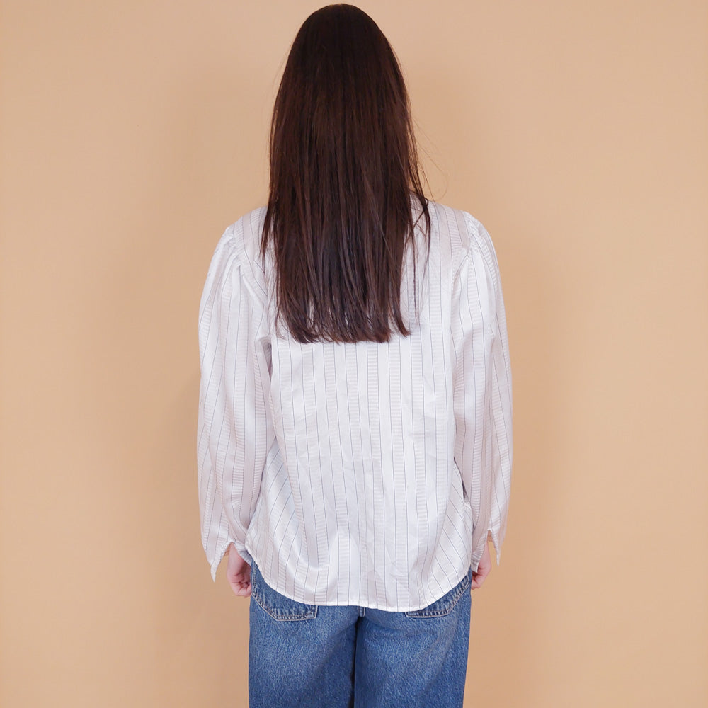 VIN-BLO-31297 Vintage ριγέ πουκάμισο σατέν M