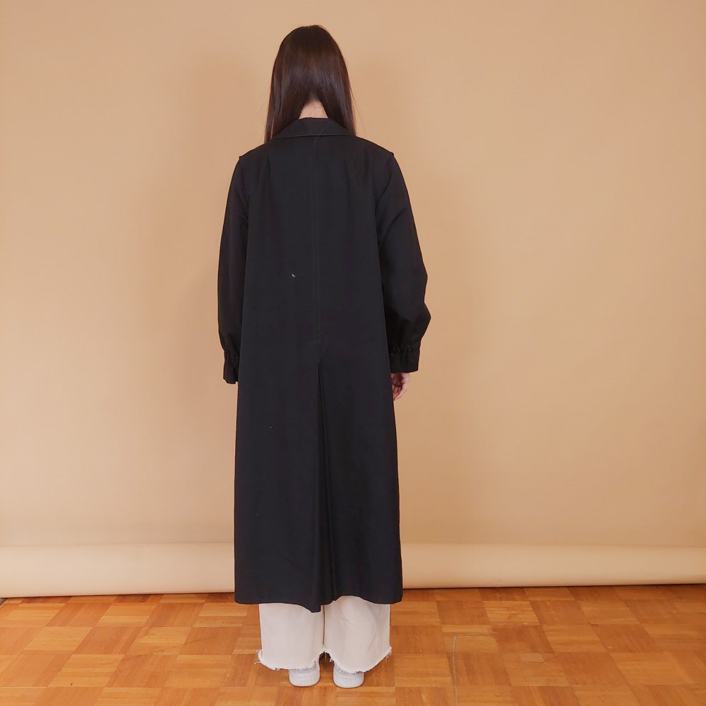 VIN-OUTW-34181 Vintage καμπαρντίνα γυναικεία μαύρη μακριά M