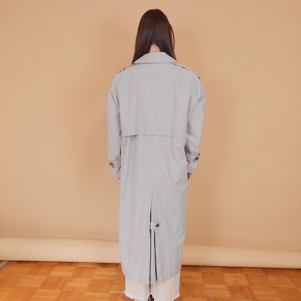 VIN-OUTW-34195 Vintage καμπαρντίνα γυναικεία μακριά γκρι L-XL