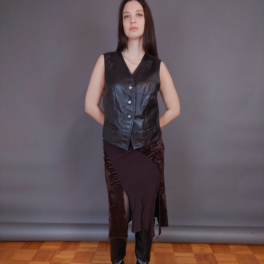 VIN-OUTW-32961 Vintage γιλέκο γυναικείο δερμάτινο Μ