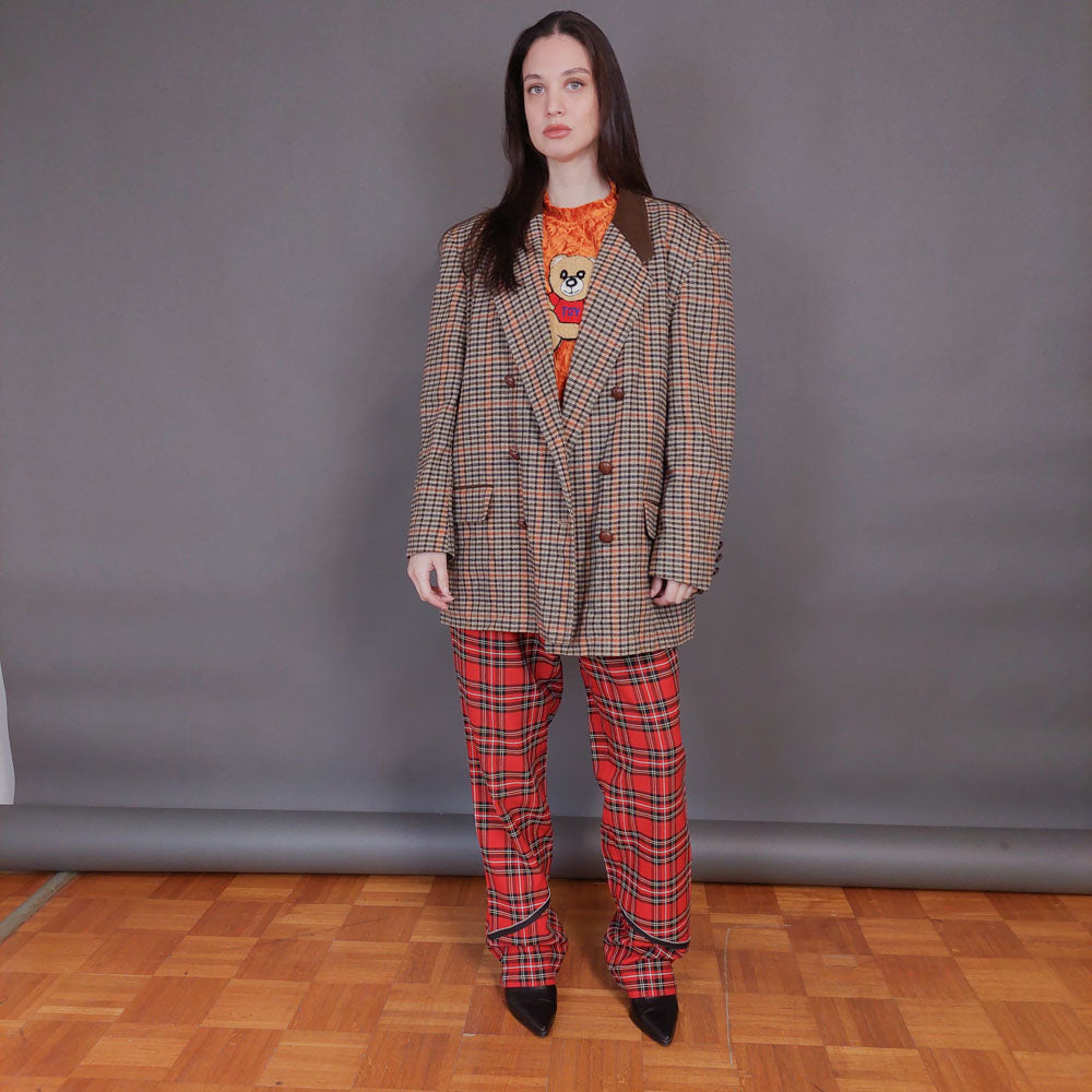 VIN-OUTW-32942 Vintage σακάκι μάλλινο pied de poule L-XL