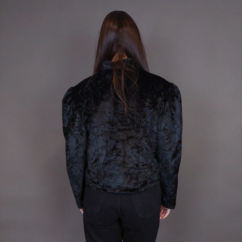 VIN-OUTW-32903 Vintage σακάκι βελουτέ μαύρο M-L