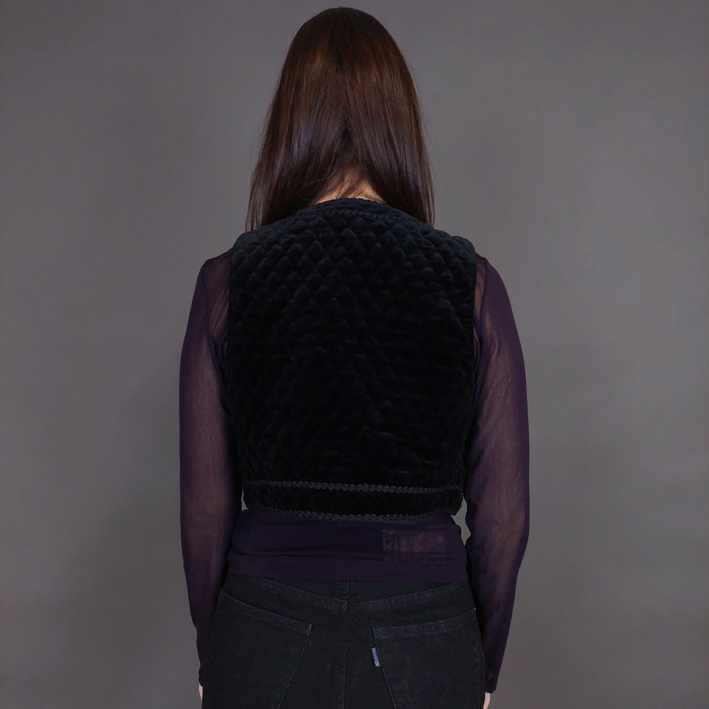 VIN-OUTW-32910 Vintage γιλέκο βελουτέ boho style XS