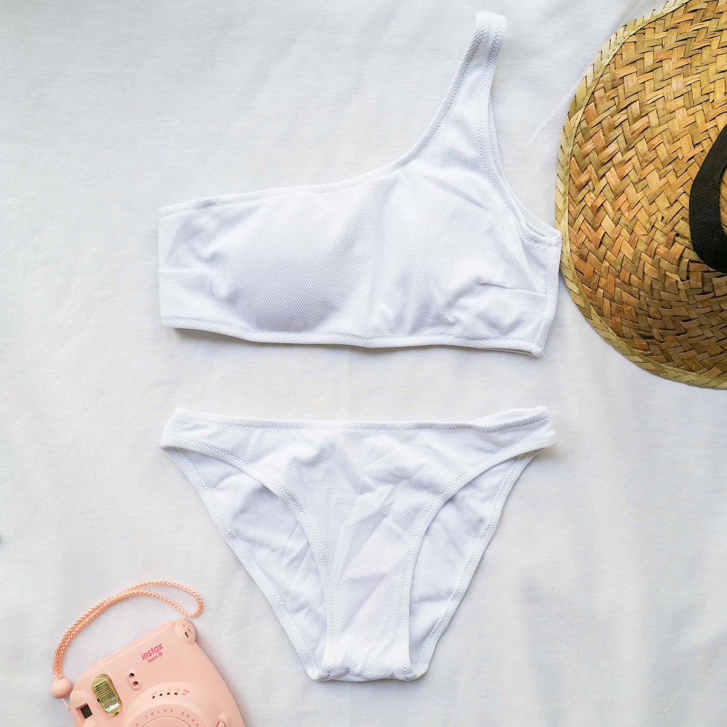 SWI-068 Μαγιό μπικίνι ένας ώμος λευκό