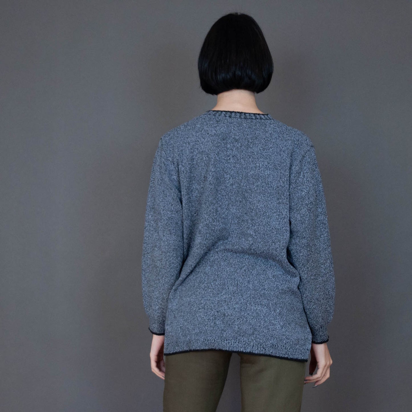 VIN-KNIT-20732 Vintage πλεκτή μπλούζα γκρι L-XL