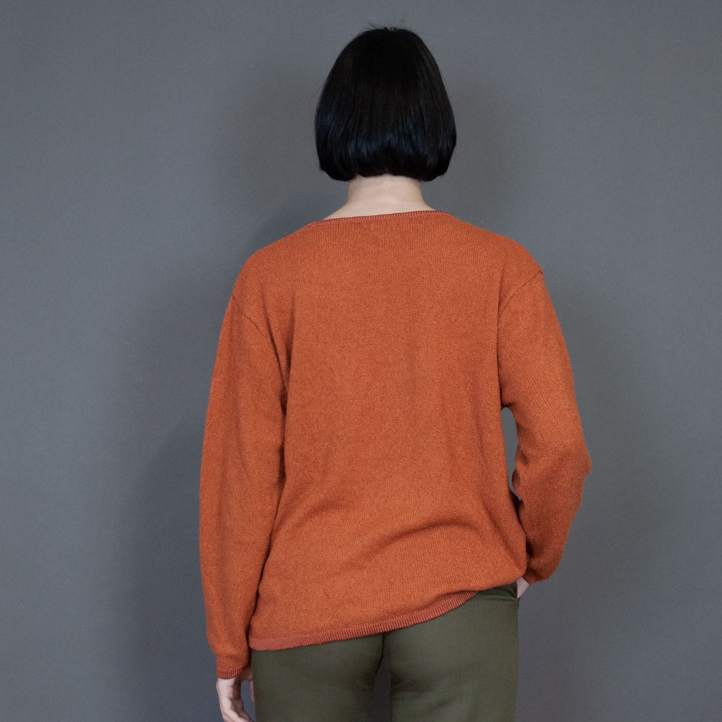 VIN-KNIT-20739 Vintage πλεκτή μπλούζα πορτοκαλί L-XL