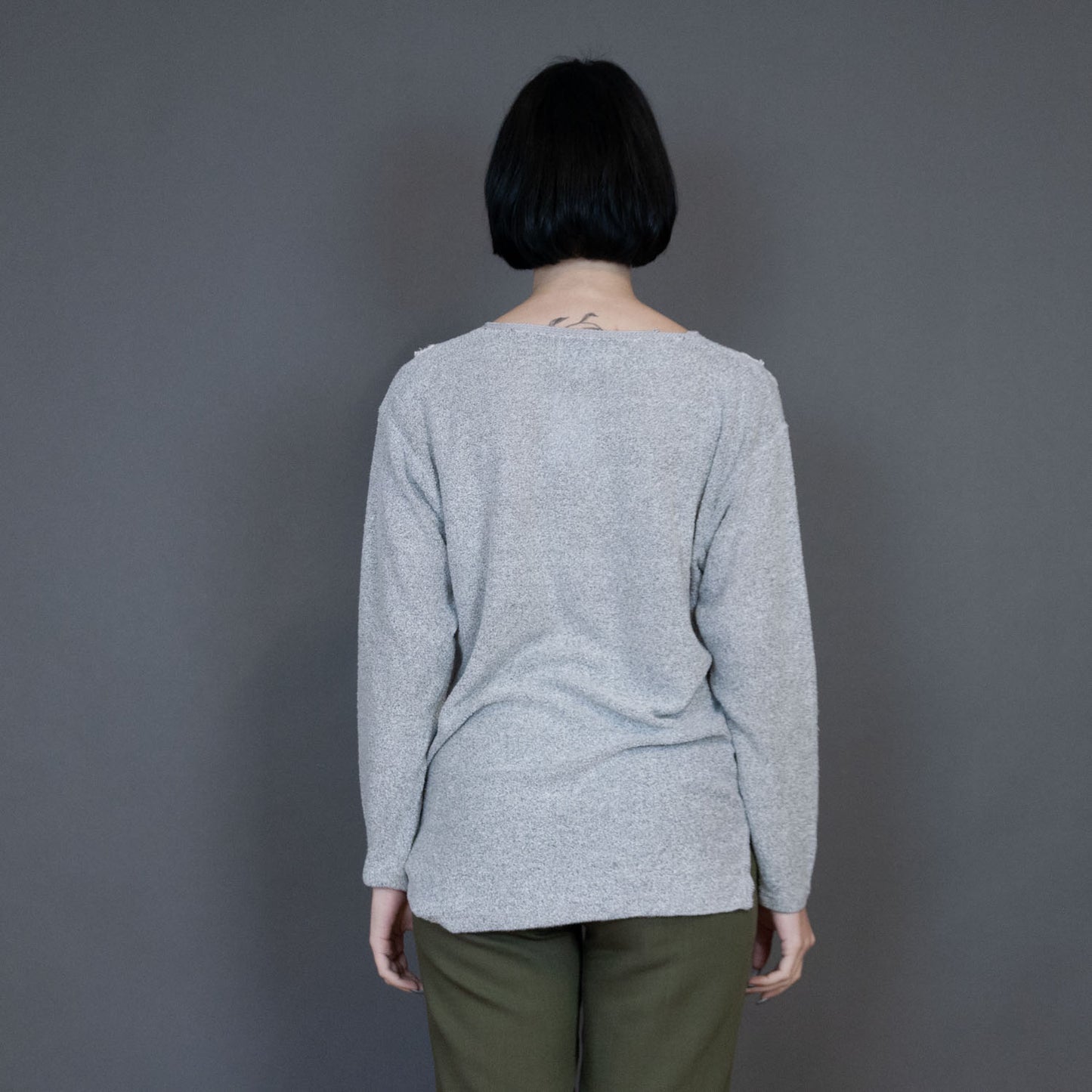 VIN-KNIT-20740 Vintage πλεκτή μπλούζα γκρι M-L