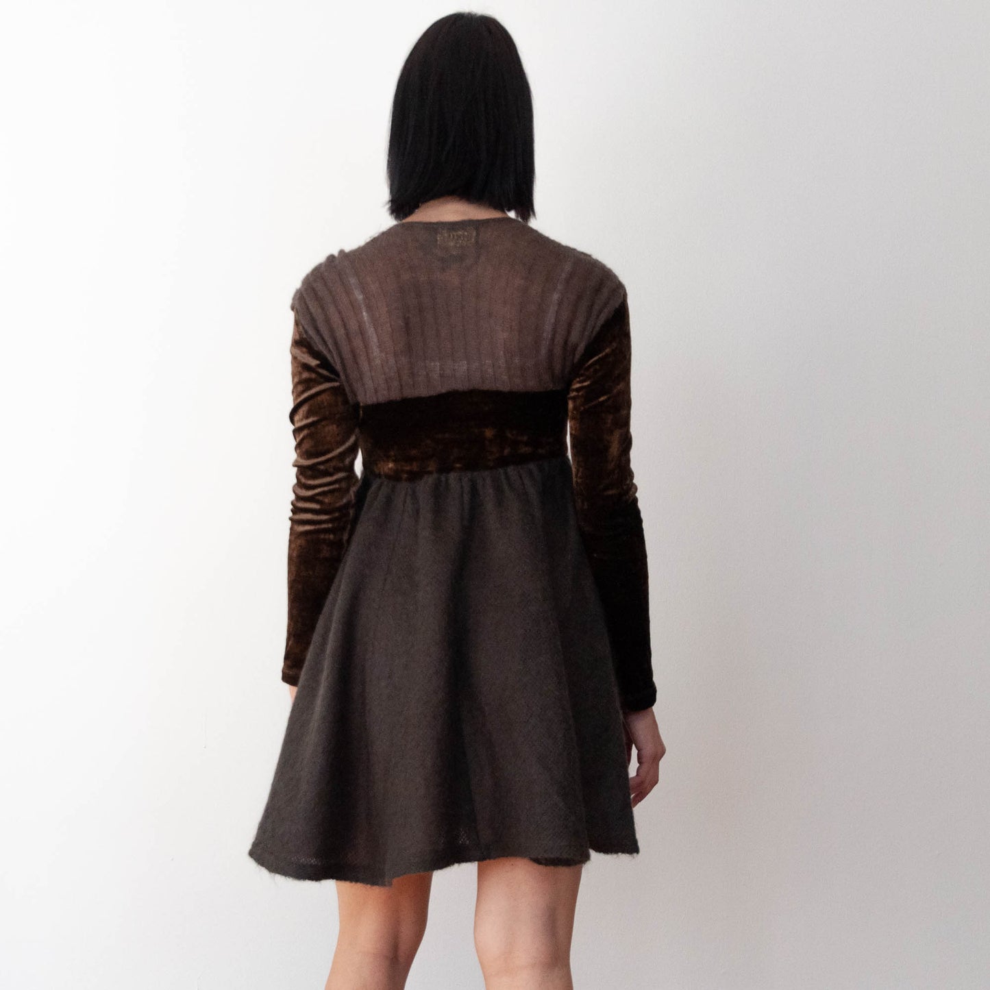 VIN-DR-19332 Vintage φόρεμα καφέ S-M