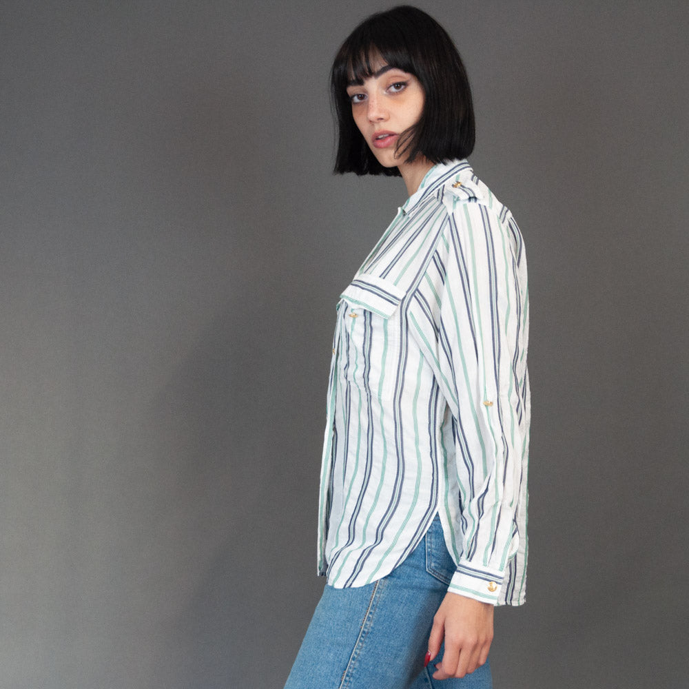 VIN-BLO-19812 Vintage πουκάμισο ριγέ S-M