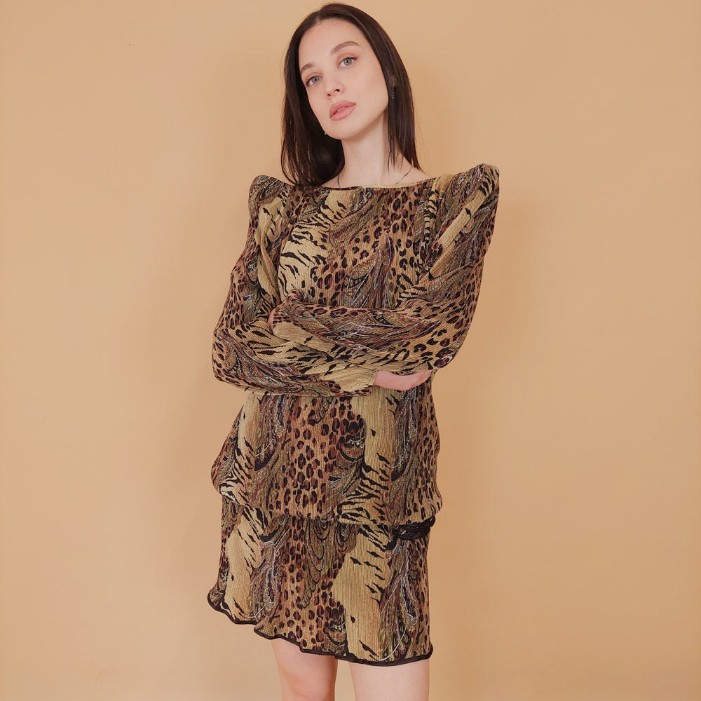 VIN-DR-30188 Vintage φόρεμα animal print S-M