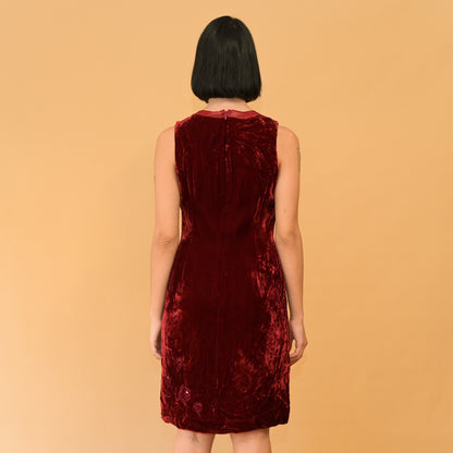 VIN-DR-24644 Vintage φόρεμα βελούδινο κόκκινο L