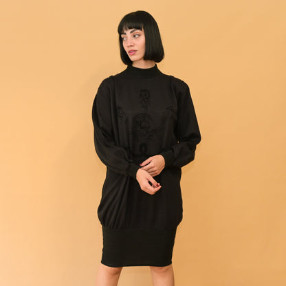 VIN-DR-24623 Vintage φόρεμα μαύρο L
