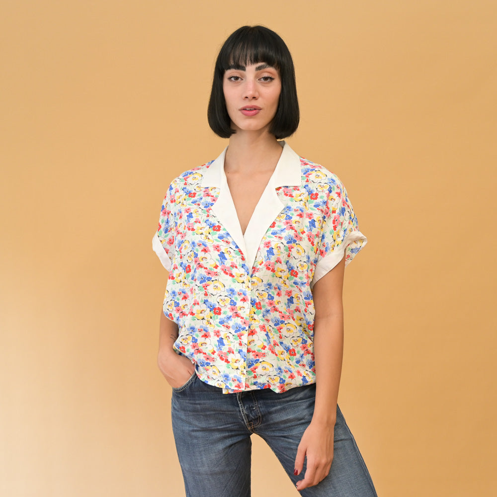 VIN-BLO-24673 Vintage πουκάμισο floral L-XL