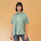 VIN-BLO-24683 Vintage πουκάμισο μεταλλιζέ λαχανί M-L