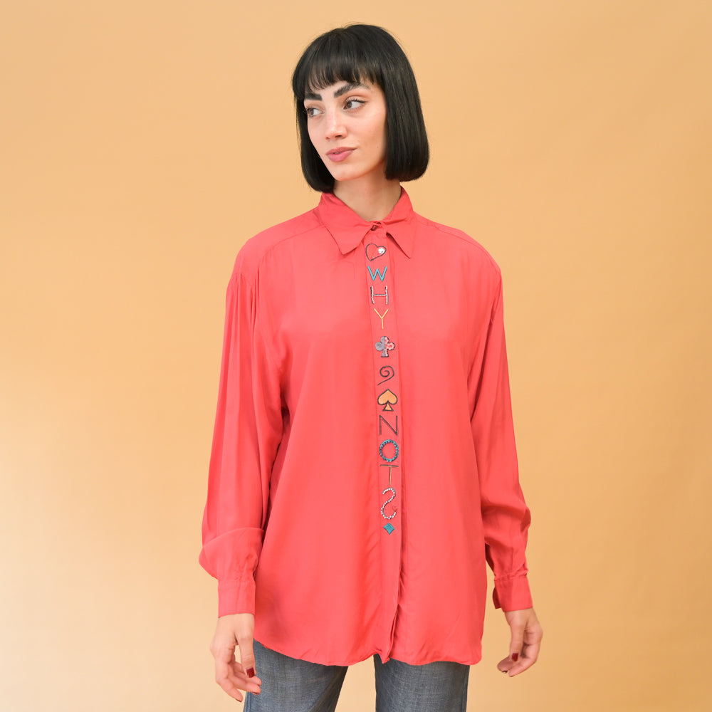 VIN-BLO-24689 Vintage πουκάμισο κοραλί L