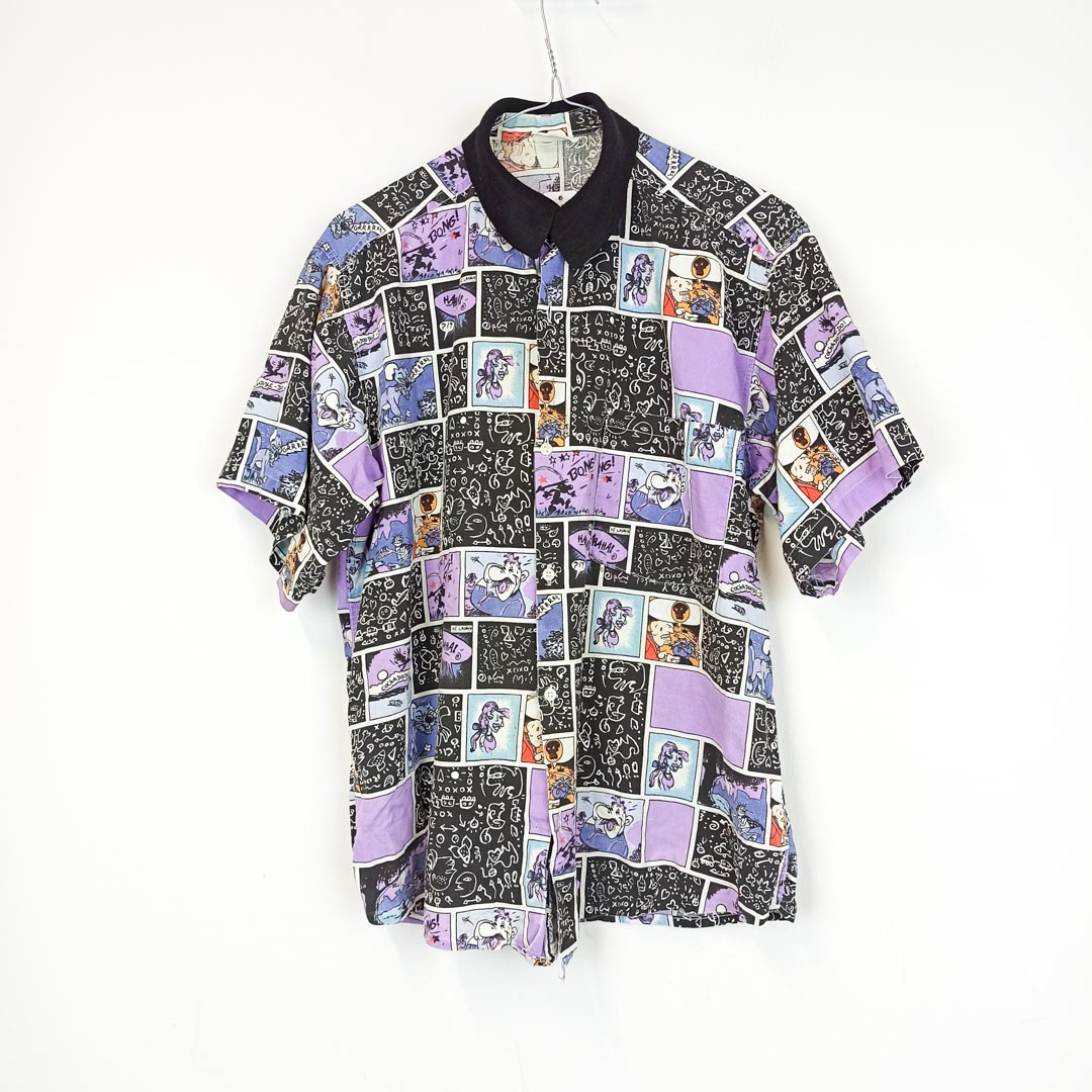 VIN-SHI-25215 Vintage πουκάμισο crazy pattern unisex S