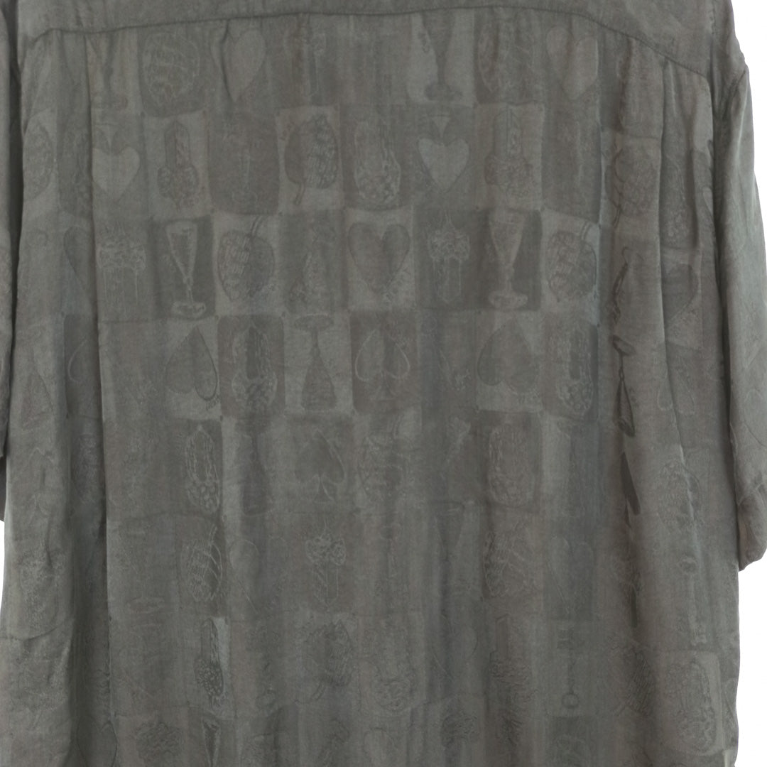 VIN-SHI-25067 Vintage πουκάμισο crazy pattern μαύρο unisex L
