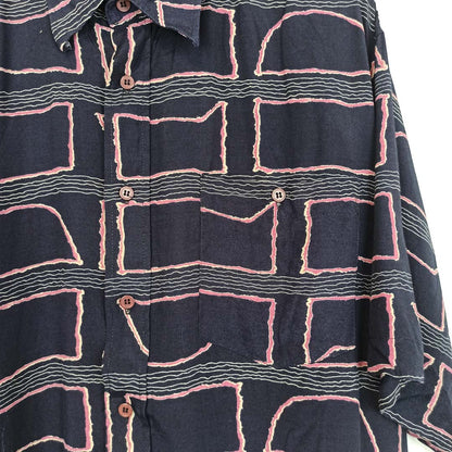 VIN-SHI-25096 Vintage πουκάμισο crazy pattern unisex L
