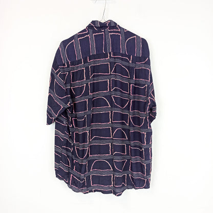 VIN-SHI-25096 Vintage πουκάμισο crazy pattern unisex L
