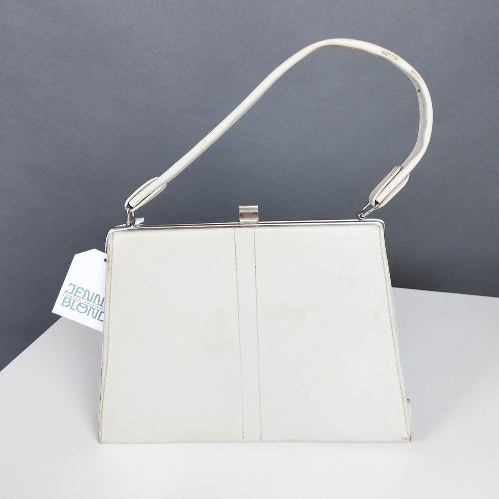 VIN-BAG-26476 Vintage δερμάτινη τσάντα άσπρη