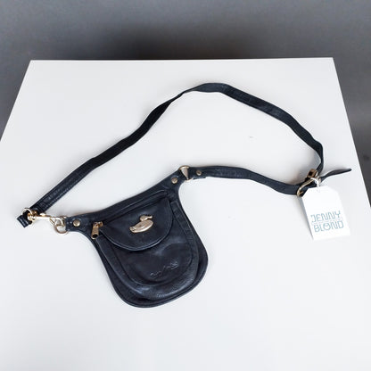 VIN-BAG-26483 Vintage δερμάτινη τσάντα μέσης μαύρη