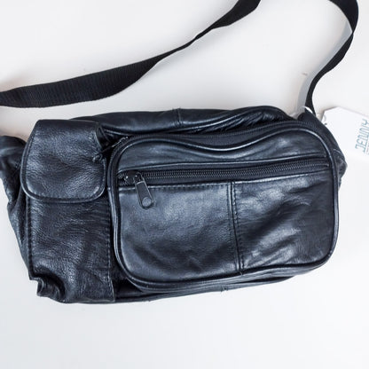 VIN-BAG-26501 Vintage δερμάτινη τσάντα μέσης μαύρη
