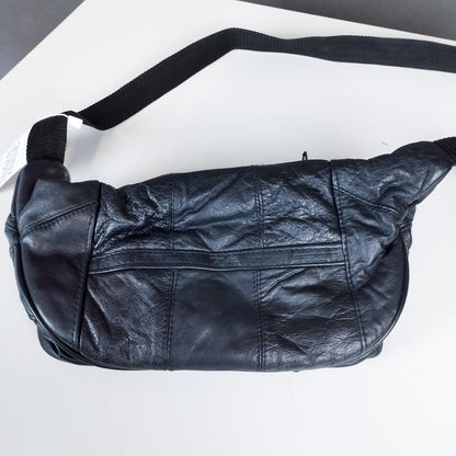 VIN-BAG-26501 Vintage δερμάτινη τσάντα μέσης μαύρη