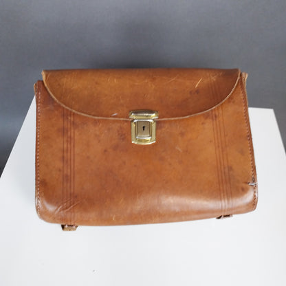 VIN-BAG-26496 Vintage δερμάτινη τσάντα πλάτης καφέ