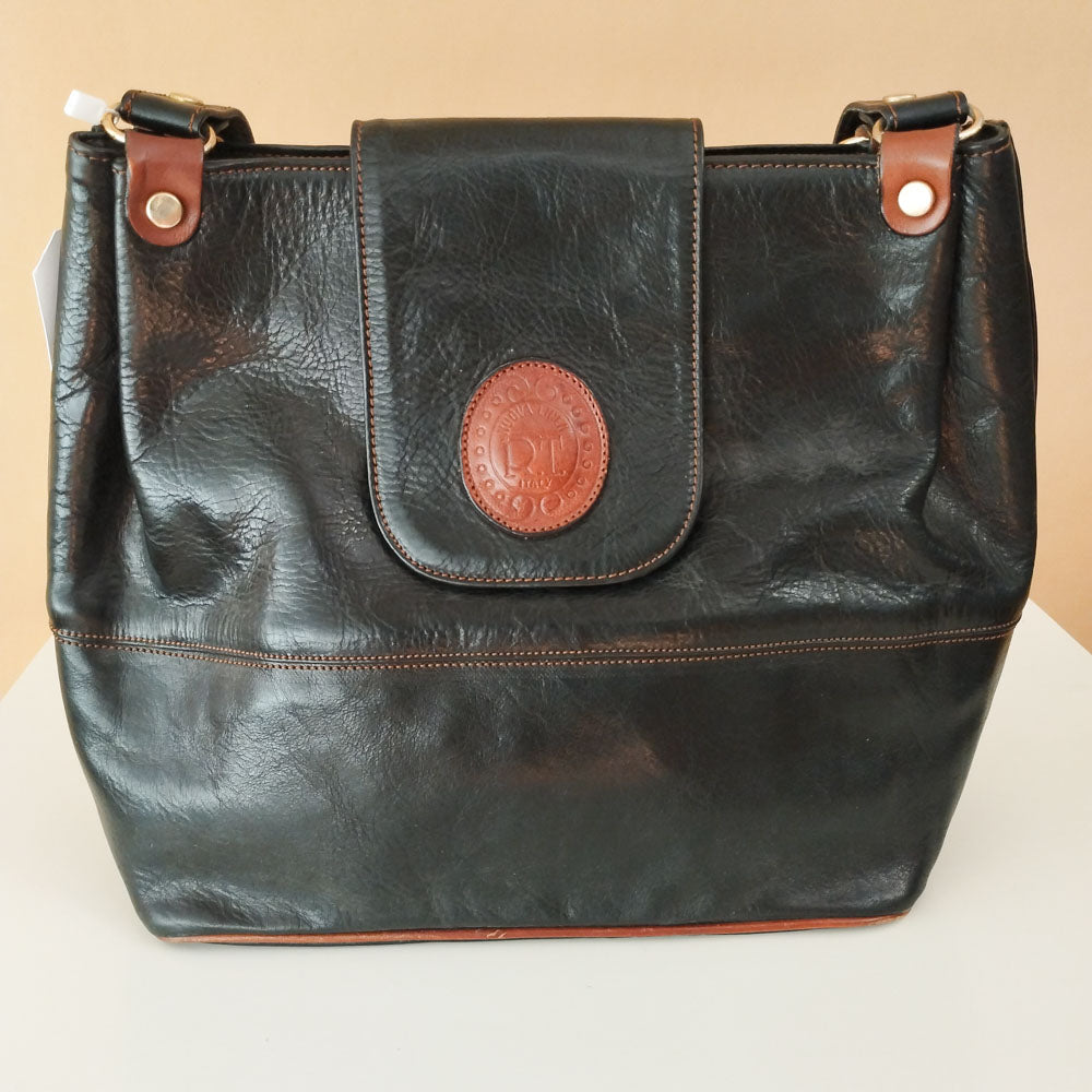 VIN-BAG-27885 Vintage δερμάτινη τσάντα μαύρη