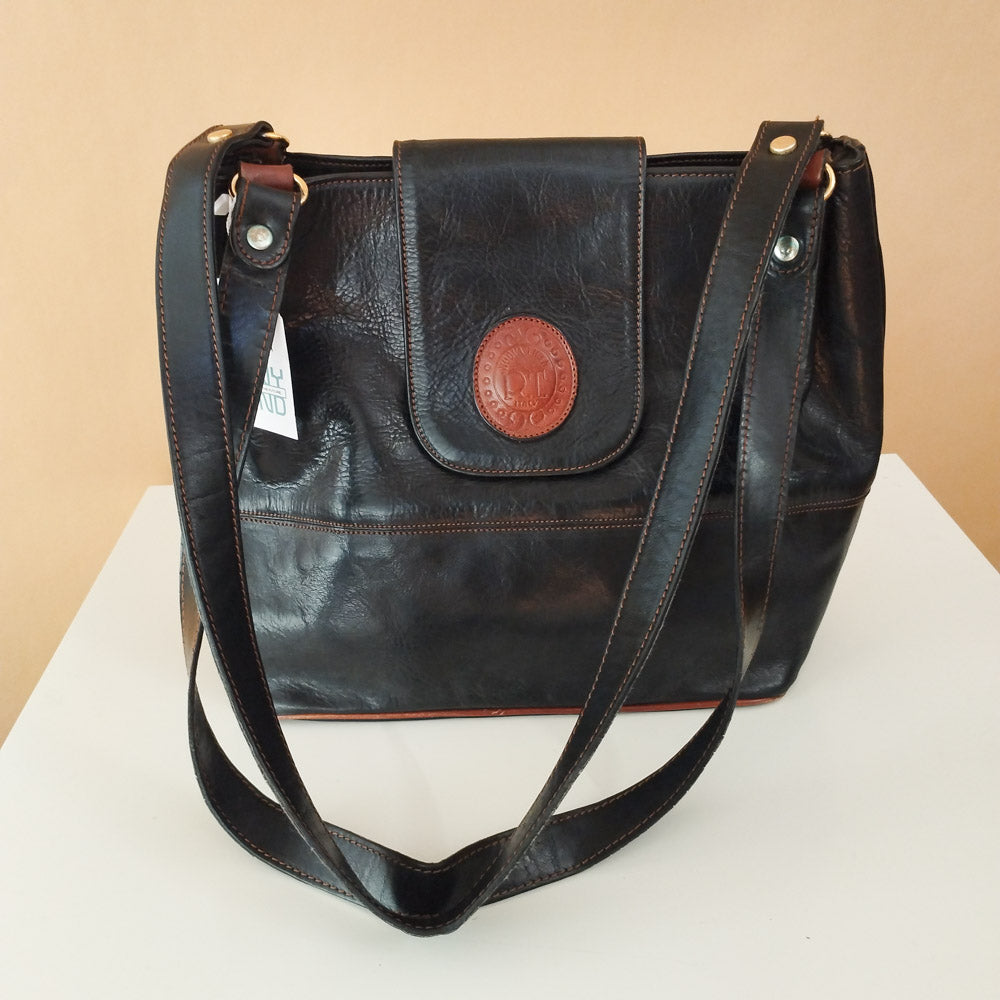 VIN-BAG-27885 Vintage δερμάτινη τσάντα μαύρη