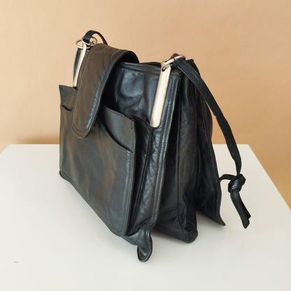 VIN-BAG-27887 Vintage δερμάτινη τσάντα μαύρη