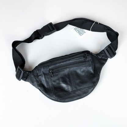 VIN-BAG-26494 Vintage δερμάτινη τσάντα μέσης μαύρη
