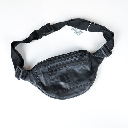 VIN-BAG-26494 Vintage δερμάτινη τσάντα μέσης μαύρη