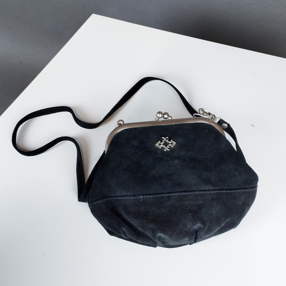 VIN-BAG-26492 Vintage suede τσάντα μαύρη