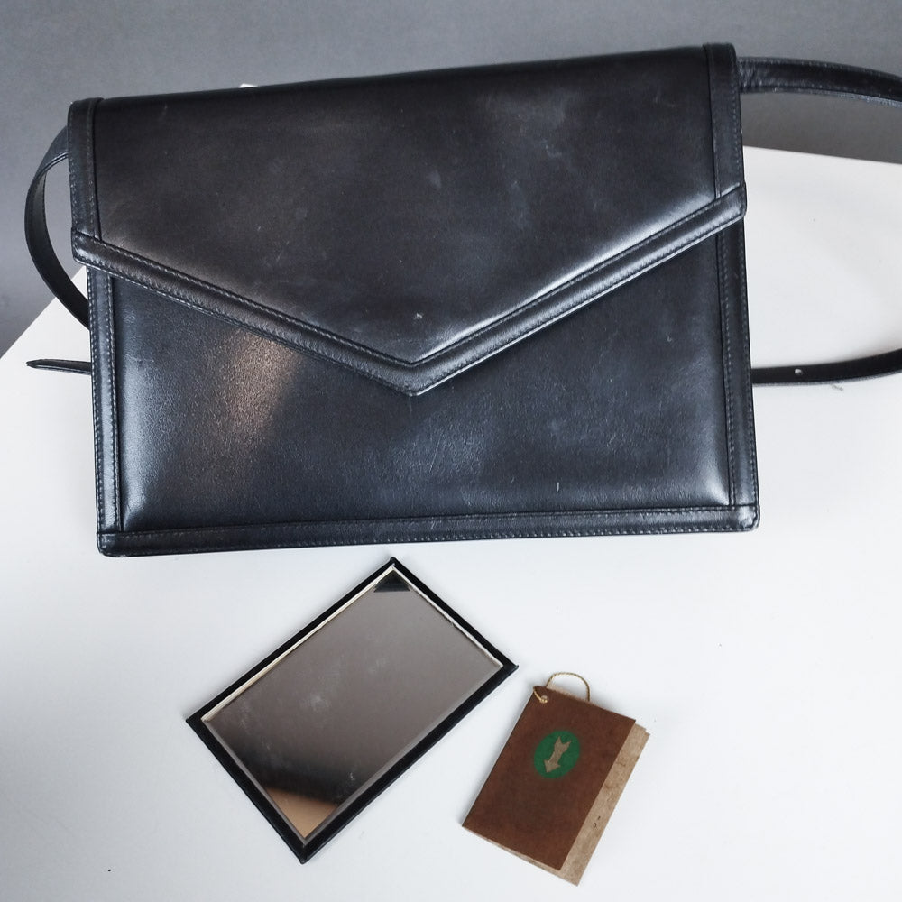 VIN-BAG-26482 Vintage δερμάτινη τσάντα μάυρη