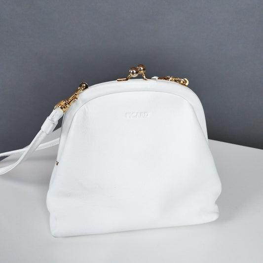 VIN-BAG-26480 Vintage δερμάτινη τσάντα Picard άσπρη