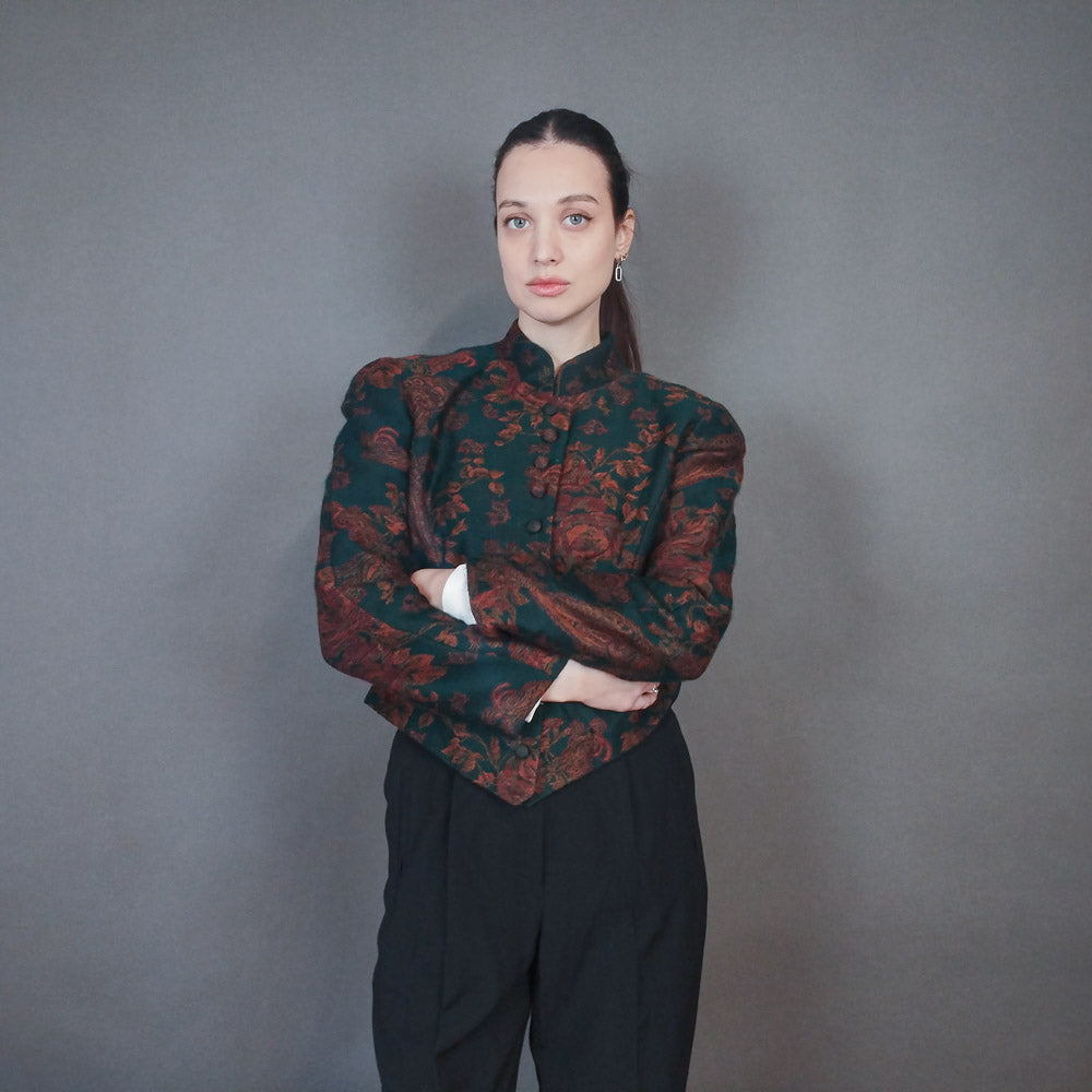 VIN-OUTW-33378 Vintage σακάκι 80s εμπριμέ M