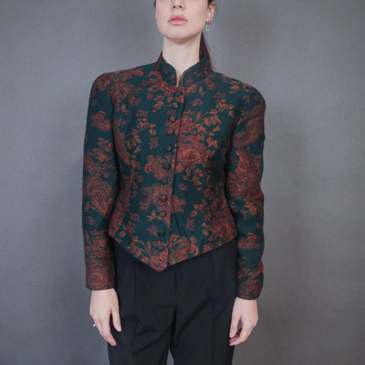 VIN-OUTW-33378 Vintage σακάκι 80s εμπριμέ M