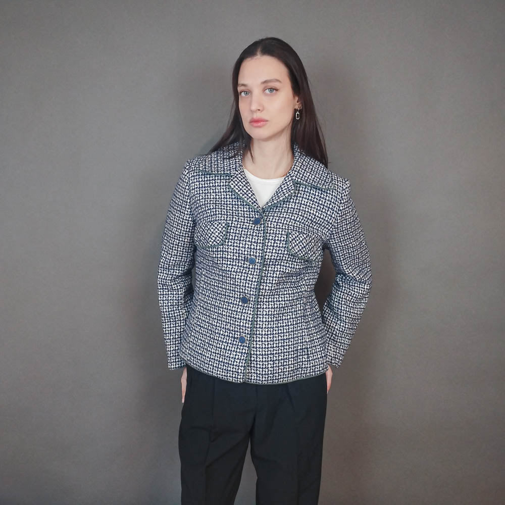 VIN-OUTW-33383 Vintage σακάκι μπλε λευκό S-M