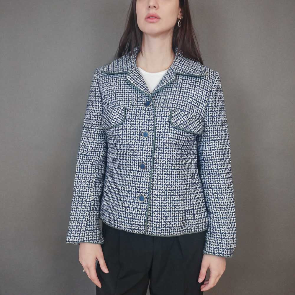 VIN-OUTW-33383 Vintage σακάκι μπλε λευκό S-M