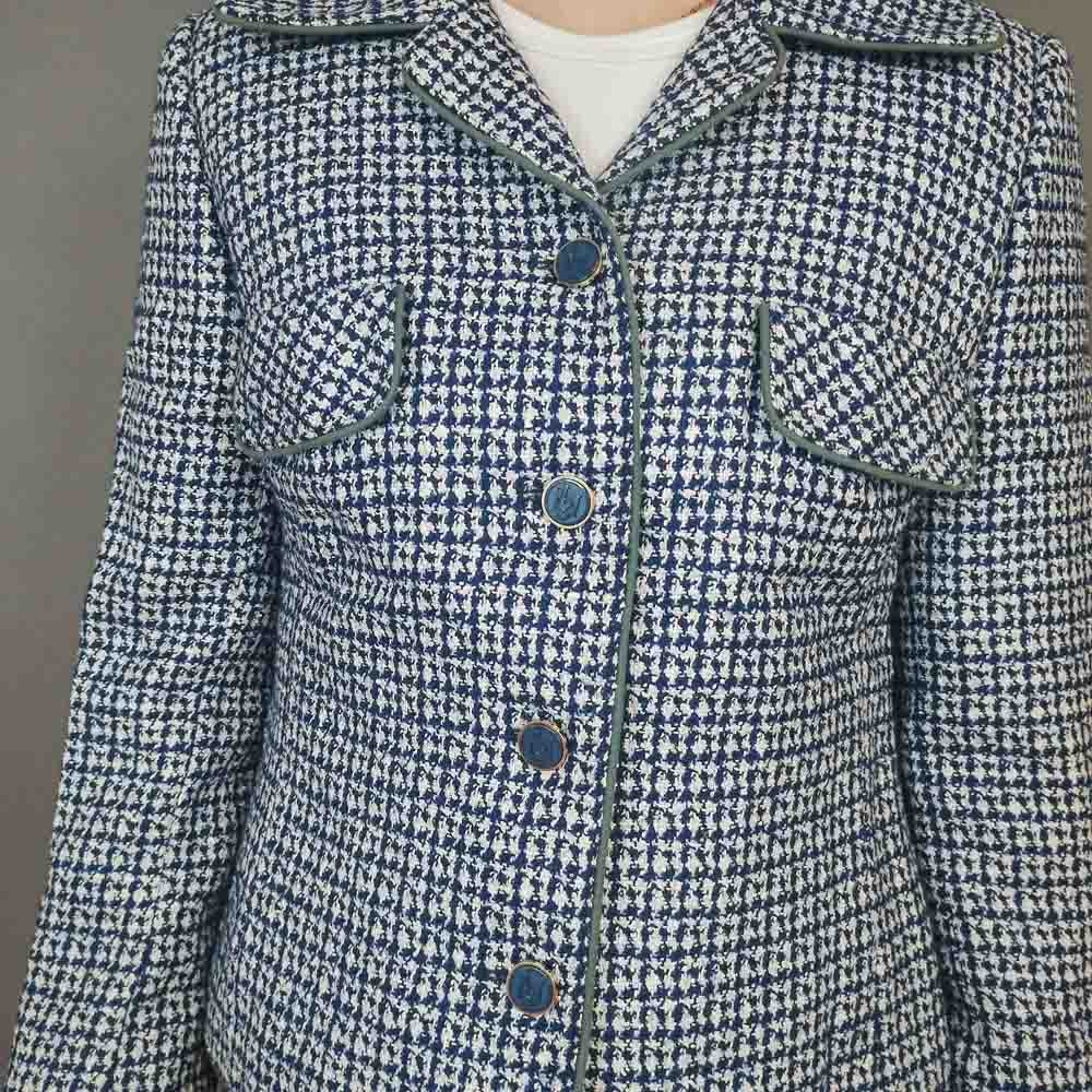 VIN-OUTW-33383 Vintage σακάκι μπλε λευκό S-M