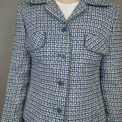 VIN-OUTW-33383 Vintage σακάκι μπλε λευκό S-M