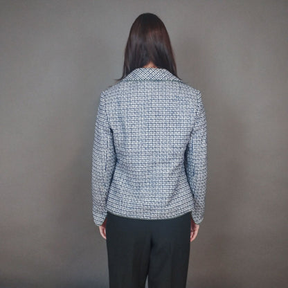 VIN-OUTW-33383 Vintage σακάκι μπλε λευκό S-M