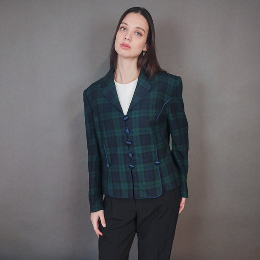 VIN-OUTW-33391 Vintage σακάκι καρό made in Paris M-L