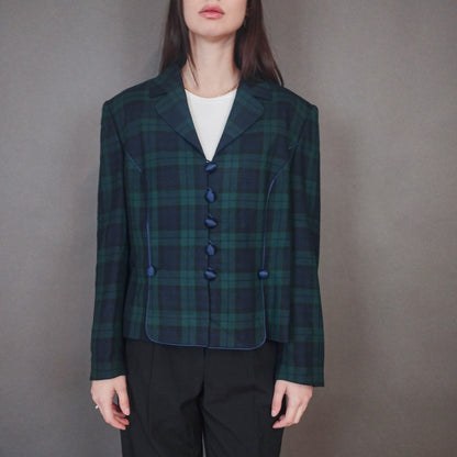 VIN-OUTW-33391 Vintage σακάκι καρό made in Paris M-L