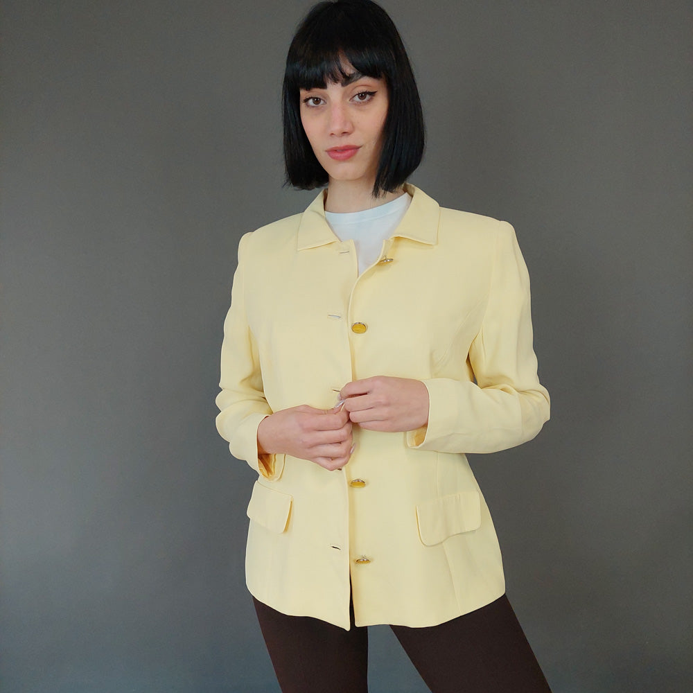 VIN-OUTW-26318 Vintage σακάκι κίτρινο Μ-L