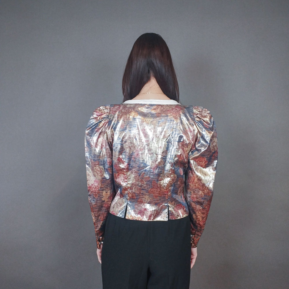 VIN-OUTW-33425 Vintage τοπ μεταλιζέ εμπριμέ L